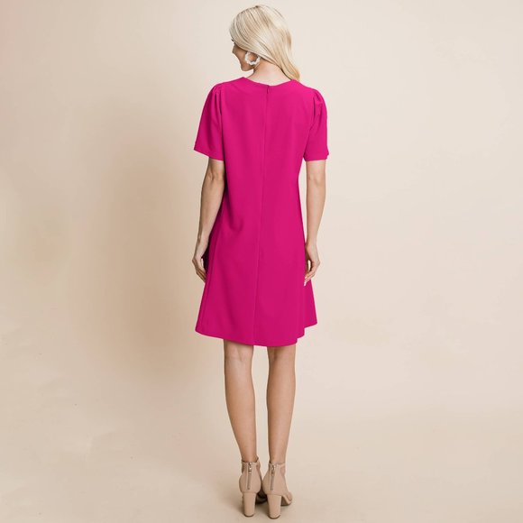 WOMENS A-line SHORT SLEEVE DRESS - Picture 2 of 3
